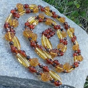 Vtg 1920s Molded Glass Bead 54" Flapper Necklace